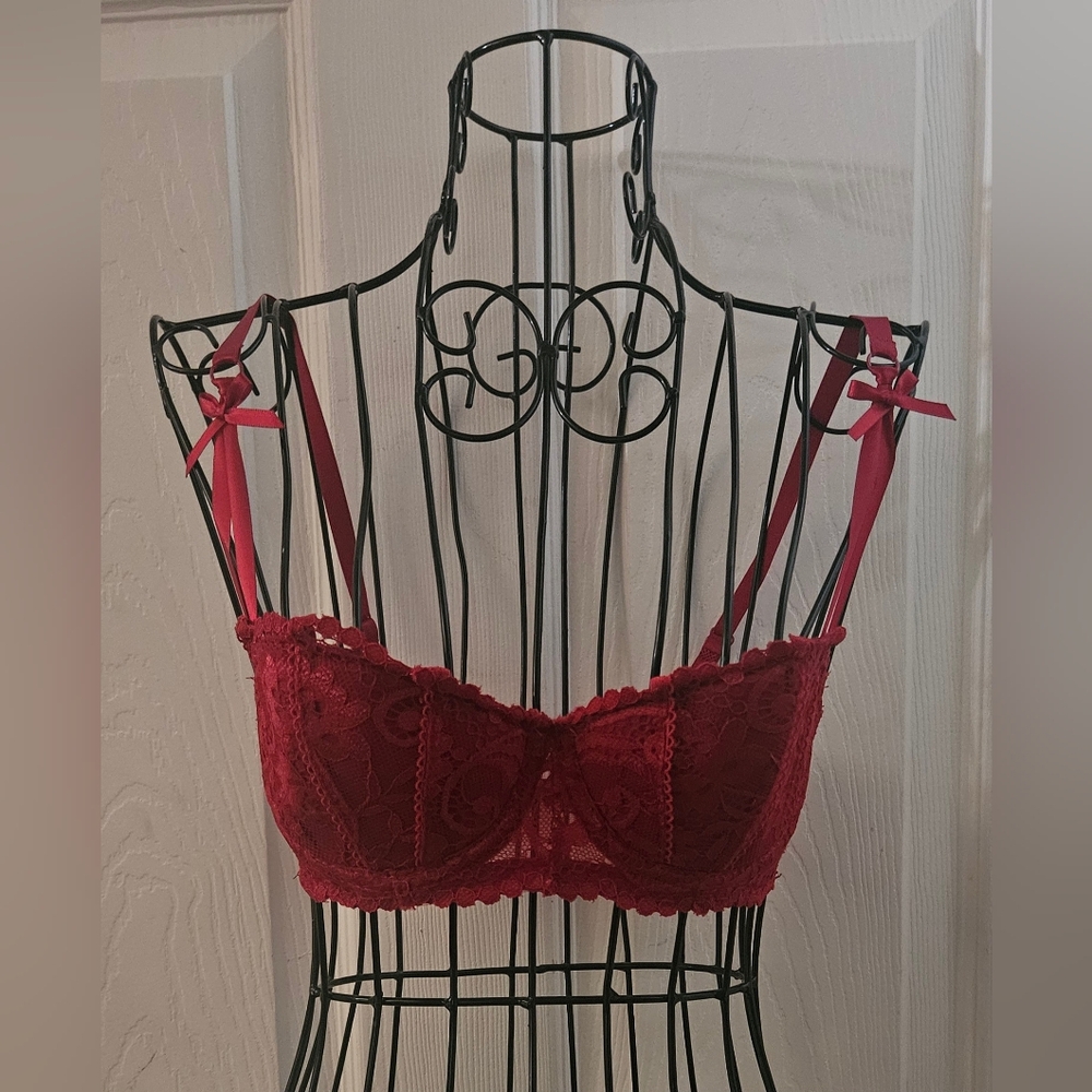 Red Lace Demi Underwire Bra
